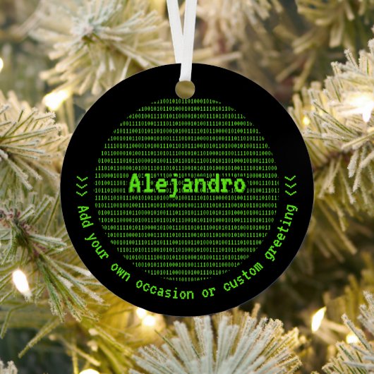 Ornement En Métal Coder Binary Theme Black & Green Ado garçon ou hom (Insitu)