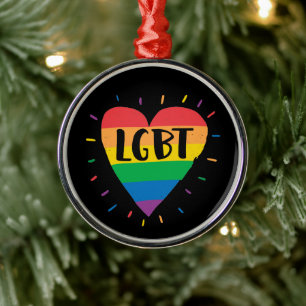 Ornement En Métal Coeur arc-en-ciel LGBT