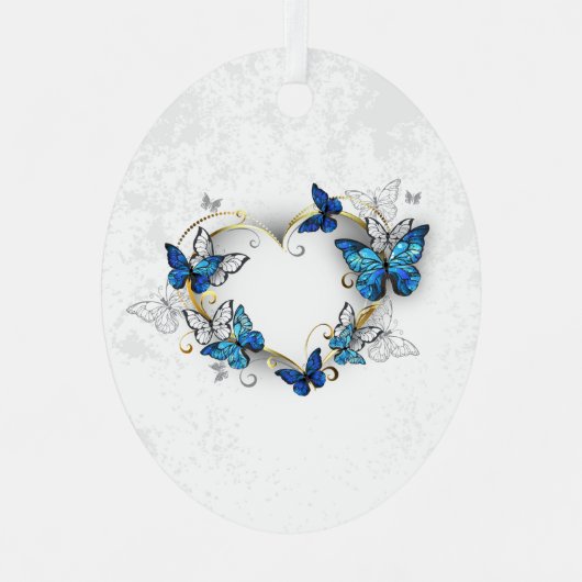 Ornement En Métal Coeur bijoux avec papillons Morpho (Recto)