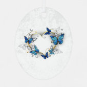 Ornement En Métal Coeur bijoux avec papillons Morpho (Verso)