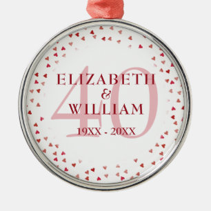 Ornement En Métal Coeurs amoureux de Ruby, 40e anniversaire