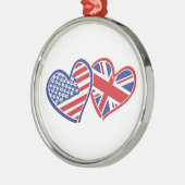 Ornement En Métal Coeurs du drapeau américain et britannique (Gauche)
