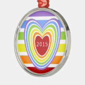 Ornement En Métal Coeurs et rayures d'arc-en-ciel (Gauche)