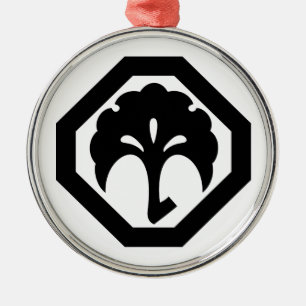 Ornement En Métal Coin à l'angle coupé avec un ginkgo