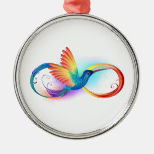 Ornement En Métal Colibri arc-en-ciel avec symbole d'infini
