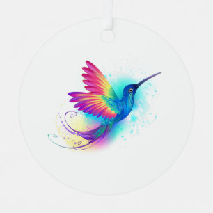Ornement En Métal Colibri arc-en-ciel exotique