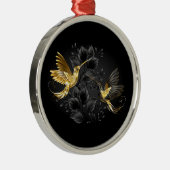 Ornement En Métal Colibri noir et or (Droite)