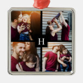 Ornement En Métal Collage de 4 photos et monogramme (Devant)