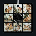 Ornement En Métal Collage photo de famille simple et moderne | Cadea<br><div class="desc">Ce Collage de 8 photos Famille moderne Ornement personnalisé est la façon parfaite de transformer vos photos de famille préférées en un souvenir mignon et tendance. Avec un design simple, moderne et élégant Monogram, il est entièrement personnalisable pour s'adapter à votre style. Idéal pour faire un don à l’occasion de...</div>