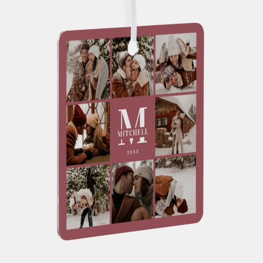 Ornement En Métal Collage photo simple et moderne | Monogramme (Avant droite)