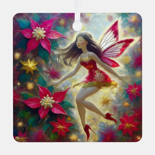 Ornement En Métal Collection Fée de Noël - Cheveux Brown foncés (Recto)