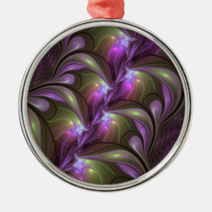 Ornement En Métal Colorful Abstract Violet Purple Khaki Fractal Art