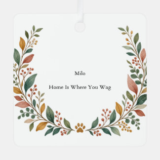 Ornement En Métal Compagnon de chien Botanique Métal Carré