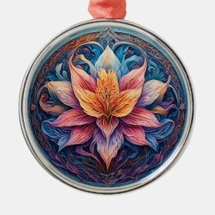 Ornement En Métal Conception de fleurs de mandala colorées