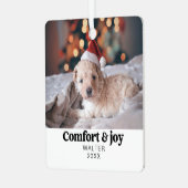 Ornement En Métal Confort & Joie Photo et nom Noël moderne (Avant gauche)