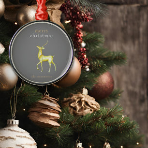 Ornement En Métal Contemporain minimaliste de Noël Gold Reindeer