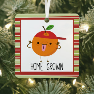 Ornement En Métal Cool Orange Cartoon Maison Cultivé