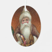 Ornement En Métal Cosy Country Retro Santa Claus marron rustique (Avant gauche)