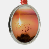 Ornement En Métal Coucher de soleil rose et de lac de pêche (Droite)