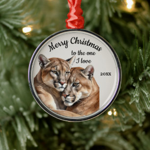 Ornement En Métal Cougar de Noël sur mesure One I Love