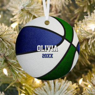 Ornement En Métal couleurs d'équipe bleu vert souvenir basketball