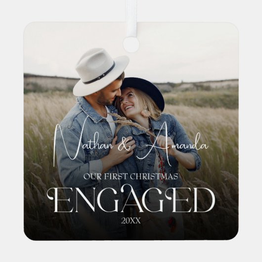 Ornement En Métal Couple engagé photo moderne (Verso)