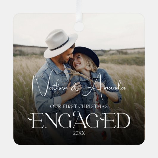 Ornement En Métal Couple engagé photo moderne (Recto)