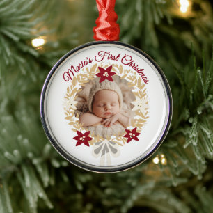 Ornement En Métal Couronne de Noël en or pour le premier Noël de béb