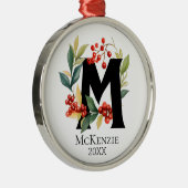 Ornement En Métal Couronne de Noël Monogramme Lettre Initiale M (Droite)