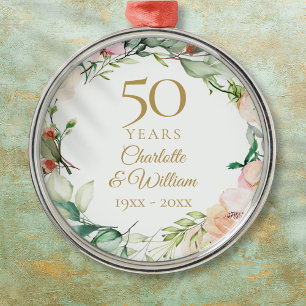 Ornement En Métal Couronne de roses estivales sucrées 50e anniversai