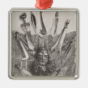 Ornement En Métal Couteaux, masque et tapis du Congo supérieur