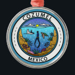 Ornement En Métal Cozumel Mexique Badge Scuba<br><div class="desc">Design vectoriel Cozumel. Une île mexicaine dans la mer des Caraïbes qui est un port d'escale de paquebots de croisière réputé pour sa plongée sous-marine.</div>
