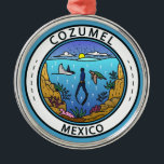 Ornement En Métal Cozumel Mexique Badge Scuba<br><div class="desc">Design vectoriel Cozumel. Une île mexicaine dans la mer des Caraïbes qui est un port d'escale de paquebots de croisière réputé pour sa plongée sous-marine.</div>