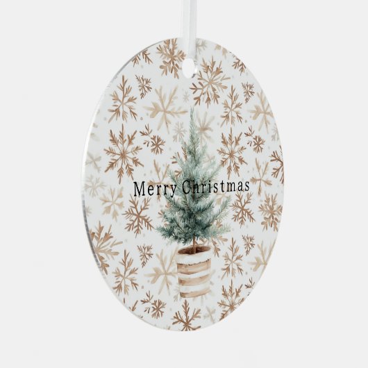 Ornement En Métal Cream White Snowflakes Christmas Tree (Avant droite)