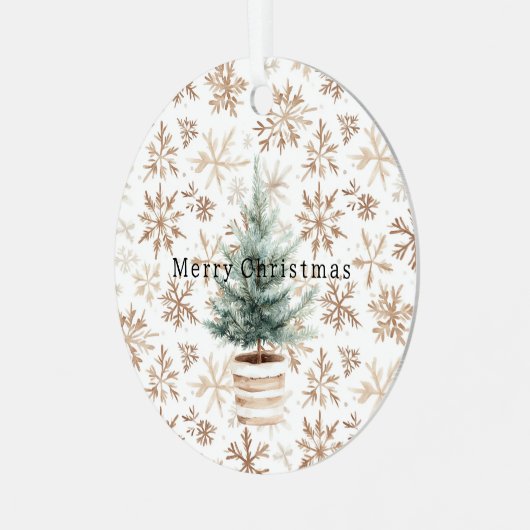 Ornement En Métal Cream White Snowflakes Christmas Tree (Avant gauche)