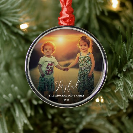 Ornement En Métal Create your own family photo joyful script (Arbre)