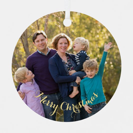 Ornement En Métal Créer votre propre famille photo vacances Noël (Recto)