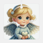 Ornement En Métal Créez le 1er Ange de Noël de votre bébé (Recto)