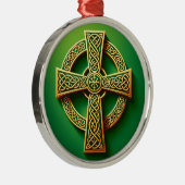 Ornement En Métal Croix celtique d'or sur vert (Droite)