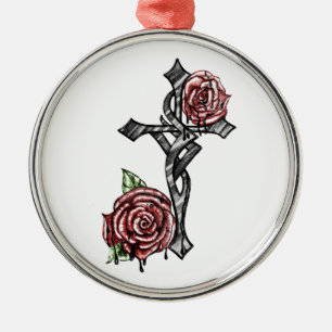 Ornement En Métal Croix du sang et des Roses