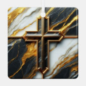 Ornement En Métal Croix noire et Marbre blanc dévoilée avec or (Verso)