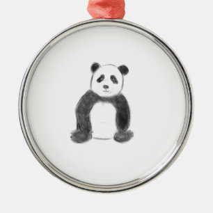 Ornement En Métal Croquis de panda en noir et blanc