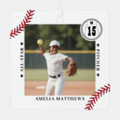 Ornement En Métal Custom Baseball Team Player Photo Sports Keepsake (Recto)