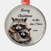 Ornement En Métal Custom Dated Christmas Raccoon One I Love (Devant)