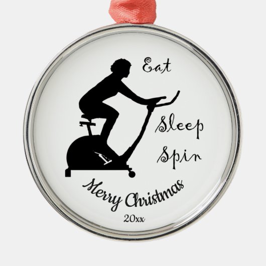 Ornement En Métal Custom Dated Christmas Spinning class, cycle (Devant)