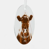 Ornement En Métal Custom Dated Christmas Vache ferme animal (Avant droite)