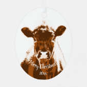 Ornement En Métal Custom Dated Christmas Vache ferme animal (Verso)