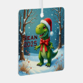 Ornement En Métal Custom Dinosaur Red Bow (Avant droite)