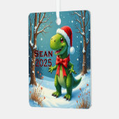 Ornement En Métal Custom Dinosaur Red Bow (Avant gauche)