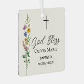 Ornement En Métal Custom Photo Baptism Wildflower Ceramic (Avant droite)